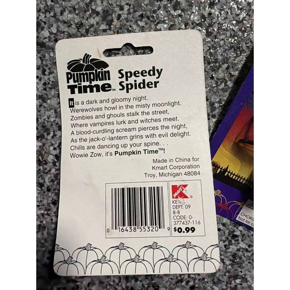 Vintage Pumpkin Time Speedy Spider Halloween Wind Up Toy Kmart Sealed New